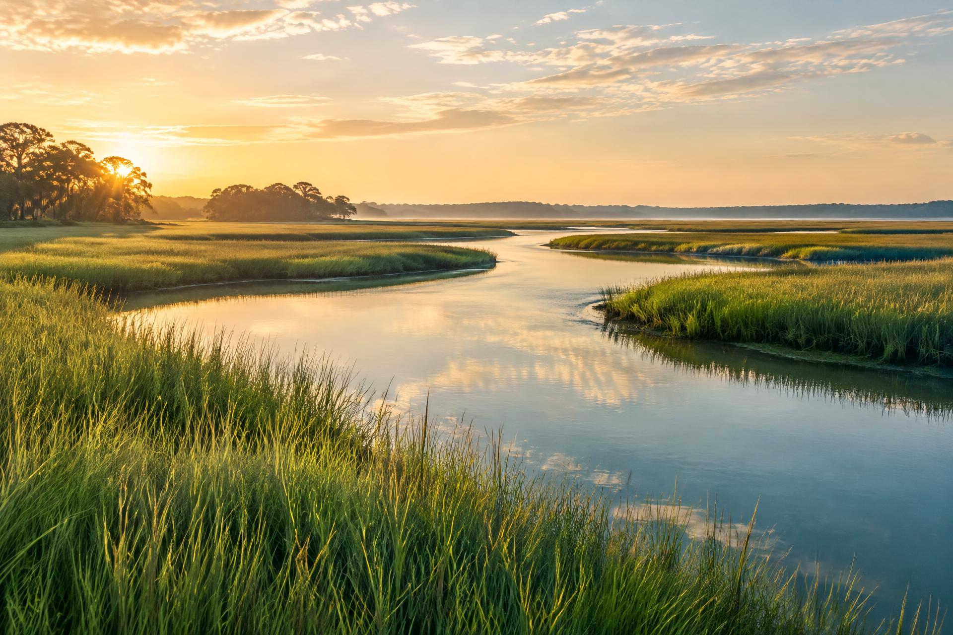 Lowcountry salt marsh at sunrise near Charleston